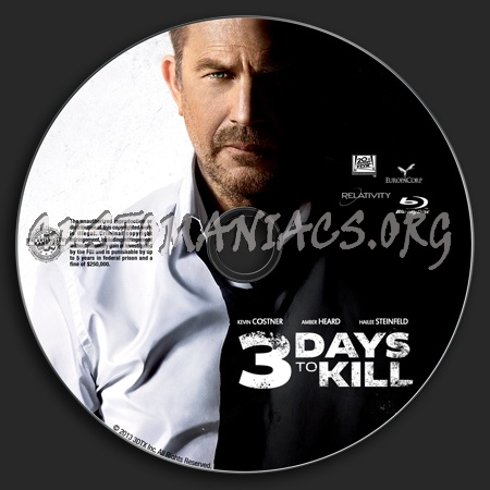 3 Days To Kill blu-ray label