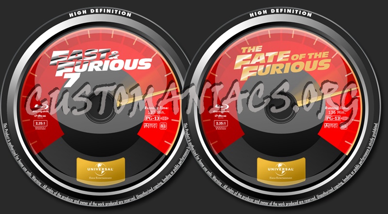 Fast and Furious 7 and 8 blu-ray label