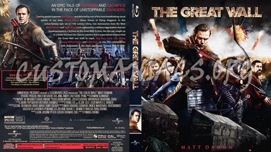 The Great Wall blu-ray cover