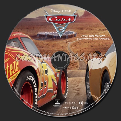 Cars 3 blu-ray label