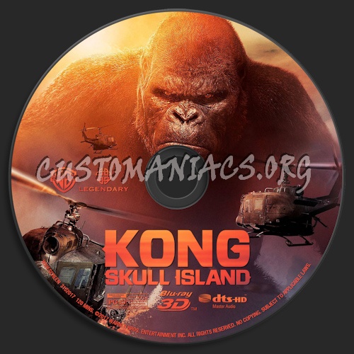 Kong: Skull Island (Blu-Ray + 3D) blu-ray label