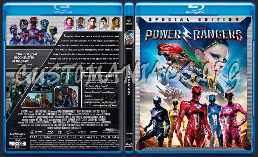 Power Rangers (2017) blu-ray cover