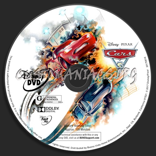 Cars 3 dvd label