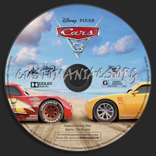 Cars 3 dvd label