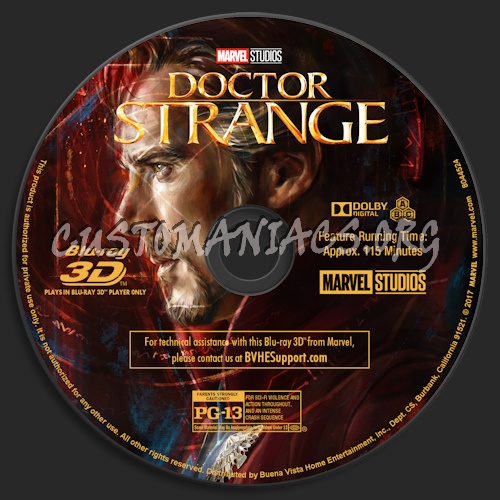 Doctor Strange (Blu-ray + 3D) blu-ray label