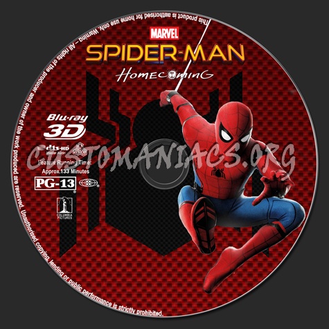 Spider-Man: Homecoming (2D+3D) blu-ray label