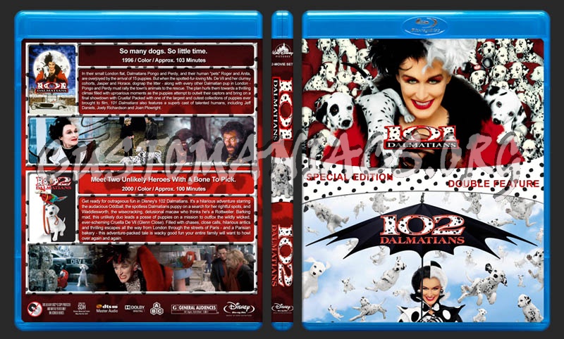 101 / 102 Dalmatians Double Feature blu-ray cover