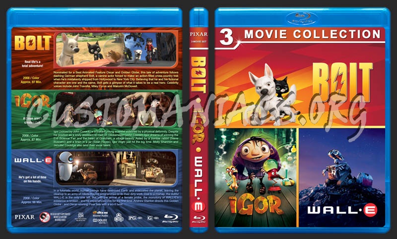 Bolt / Igor / Walle Triple Feature blu-ray cover