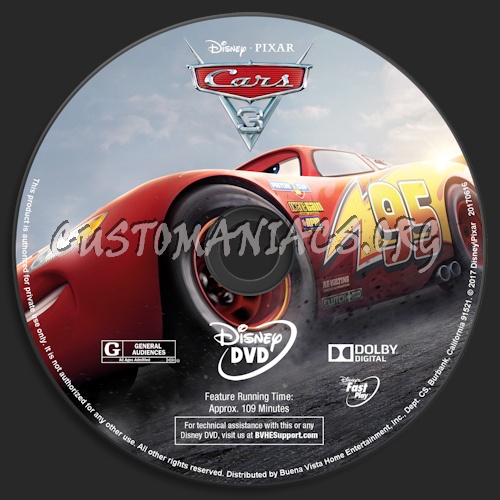 Cars 3 dvd label