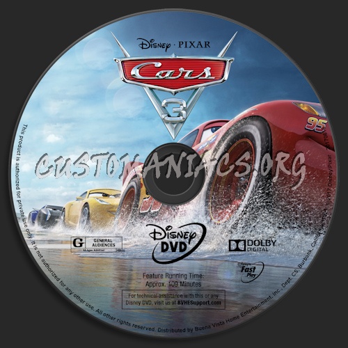 Cars 3 dvd label