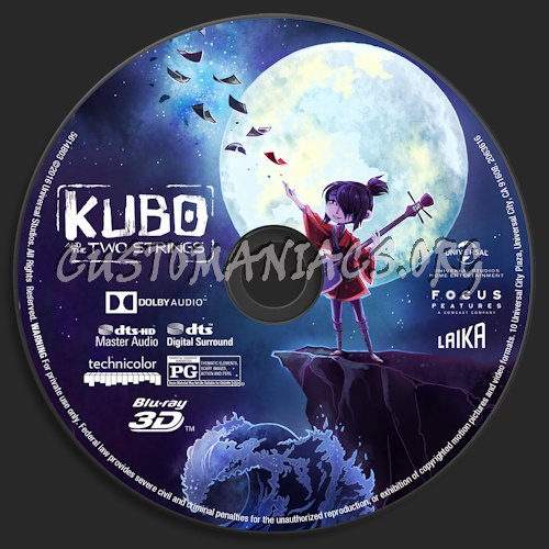 Kubo And The Two Strings (Blu-ray + 3D) blu-ray label