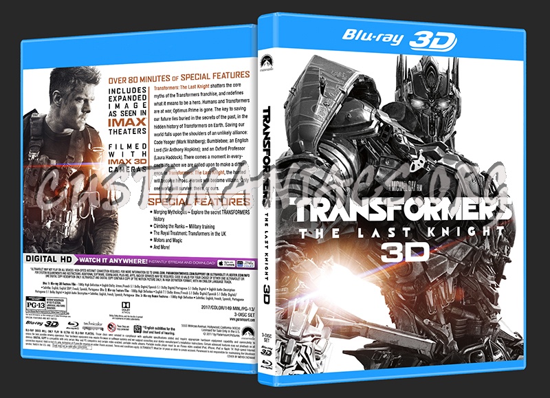 Transformers: The Last Knight 3D blu-ray cover