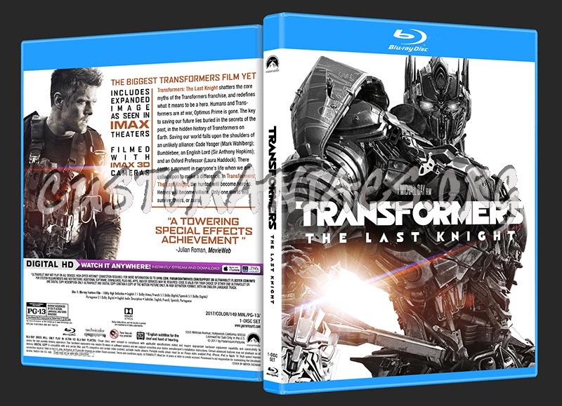 Transformers: The Last Knight 2D blu-ray cover