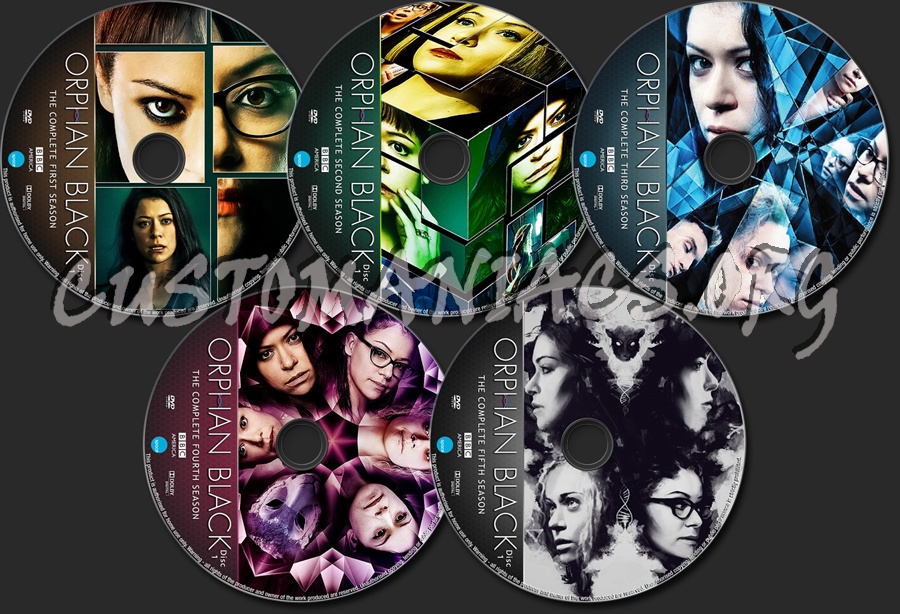 Orphan Black Seasons 1-5 dvd label