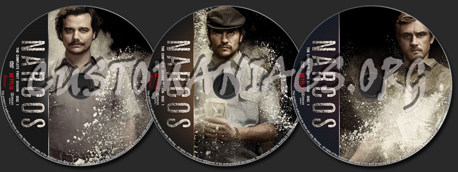 Narcos Seasons 1-3 dvd label