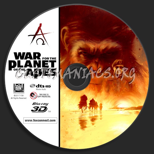 War For The Planet Of The Apes (Blu-ray + 3D) blu-ray label