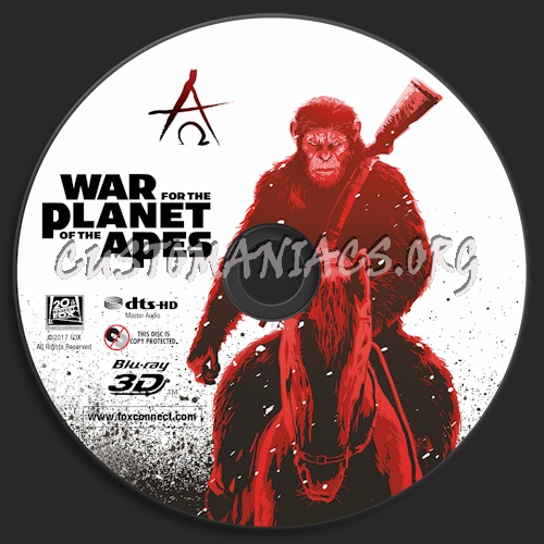 War For The Planet Of The Apes (Blu-ray + 3D) blu-ray label