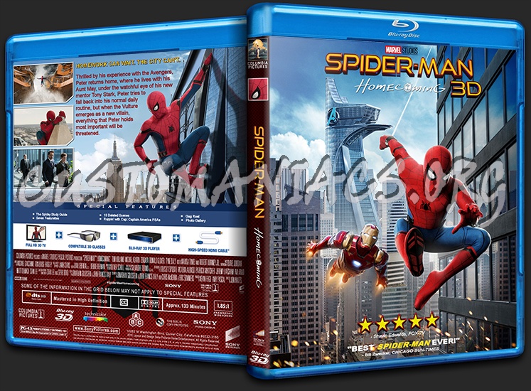 Spider-Man: Homecoming 3D blu-ray cover