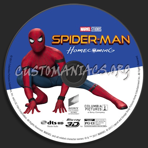 Spider-Man: Homecoming (Blu-ray + 3D) blu-ray label