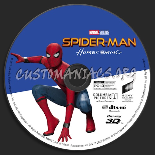 Spider-Man: Homecoming (Blu-ray + 3D) blu-ray label