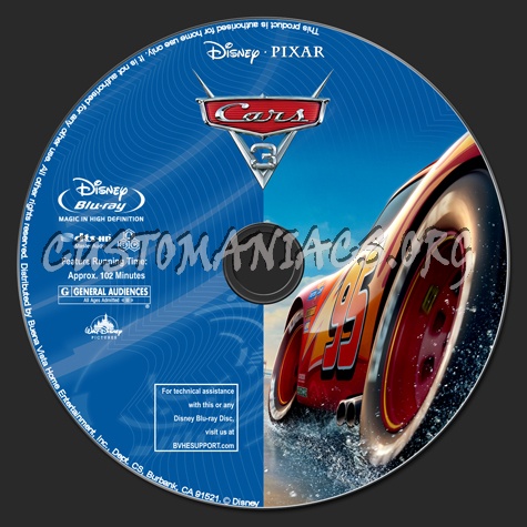 Cars 3 blu-ray label