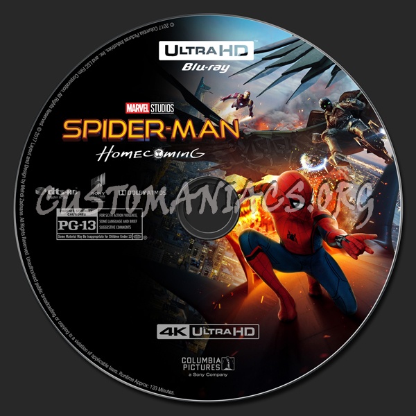 Spider-Man: Homecoming (2D/3D/4K) blu-ray label