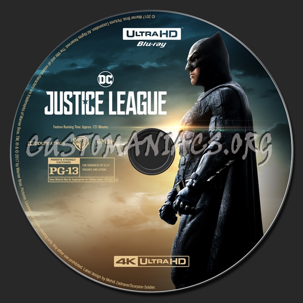 Justice League (2D/3D/4K) blu-ray label