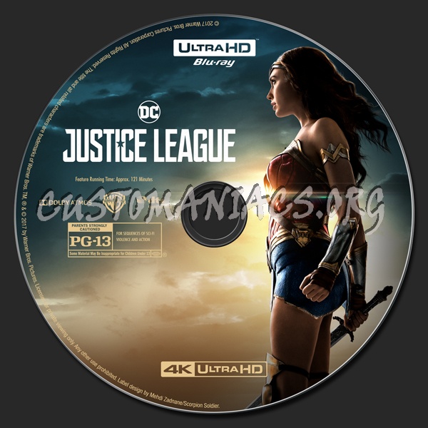 Justice League (2D/3D/4K) blu-ray label