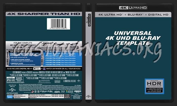 Universal 4k UHD Blu-ray Template dvd label