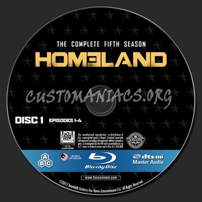 Homeland Season 05 Blu-ray 3 Disc Set Custom blu-ray label
