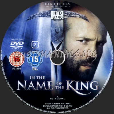 In The Name of The King dvd label