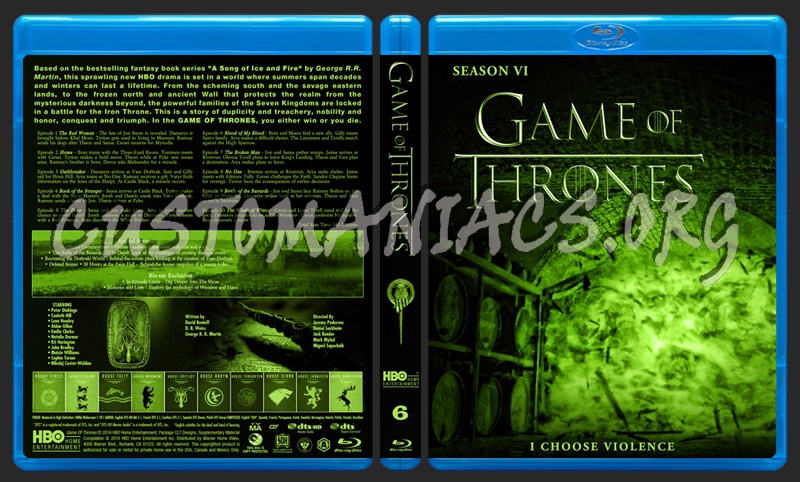 Game Of Thrones - Season 6 blu-ray cover