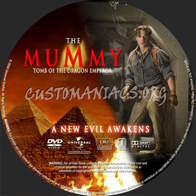 The Mummy: Tomb of the Dragon Emperor dvd label