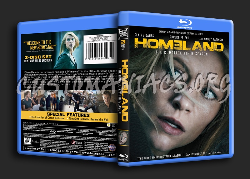 Homeland The Complete Fifth Season blu-ray cover