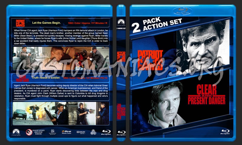 Patriot Games / Clear and Present Danger Double Feature blu-ray cover