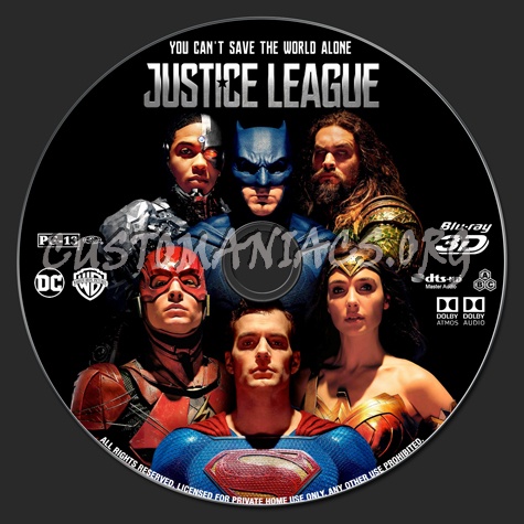 Justice League (2D + 3D) blu-ray label