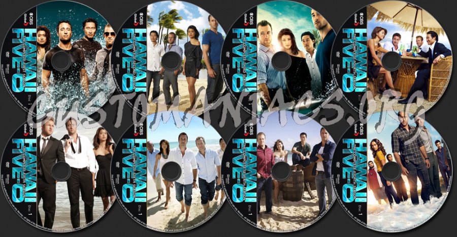 Hawaii Five-O Seasons 1-8 dvd label