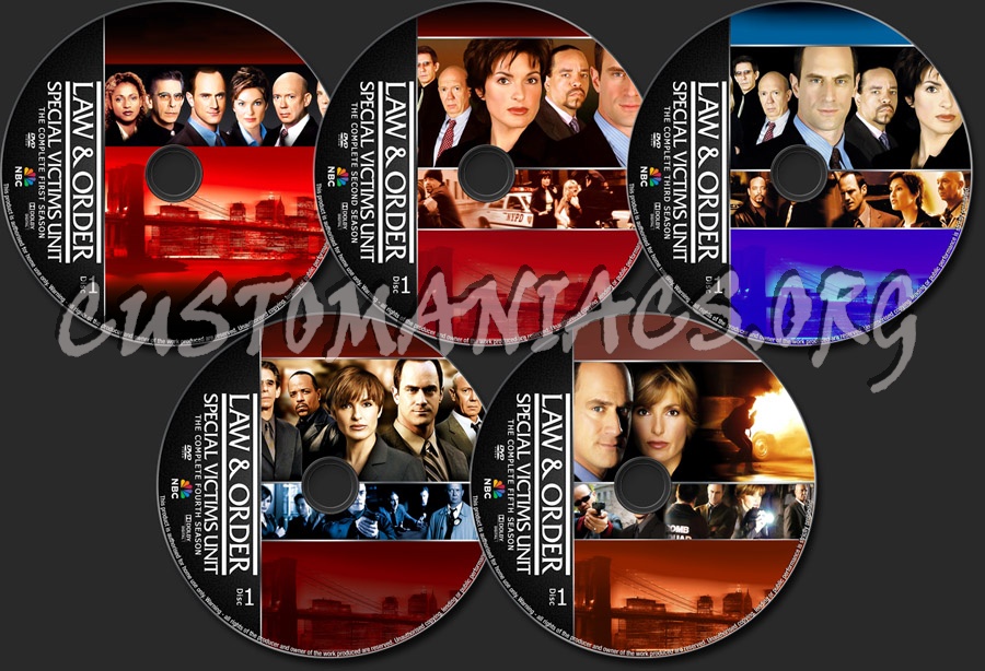 Law & Order SVU Seasons 1-5 dvd label