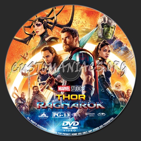 Thor Ragnarok dvd label