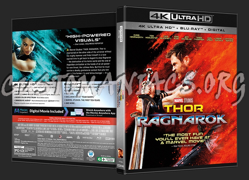 Thor: Ragnarok (2D/3D/4K) blu-ray cover