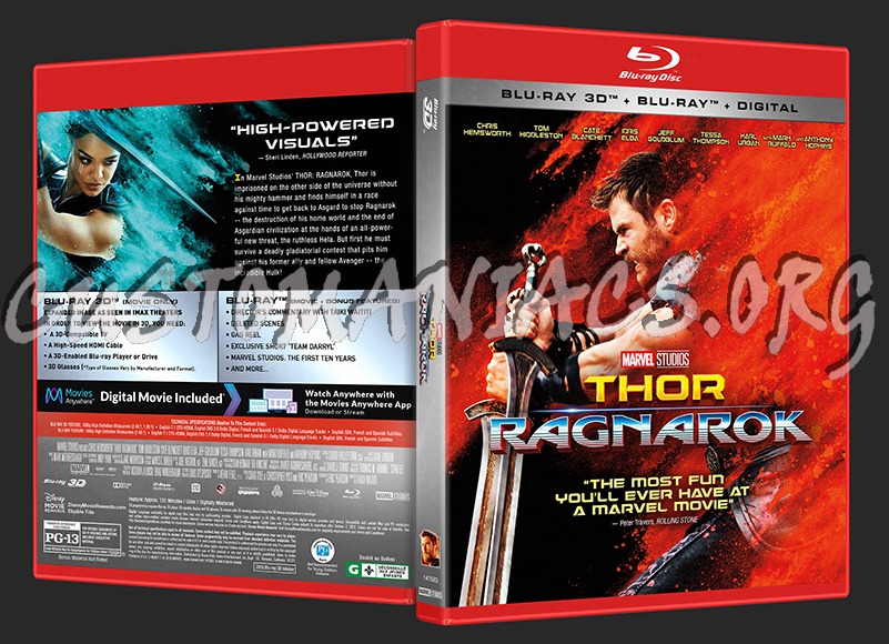 Thor: Ragnarok (2D/3D/4K) blu-ray cover