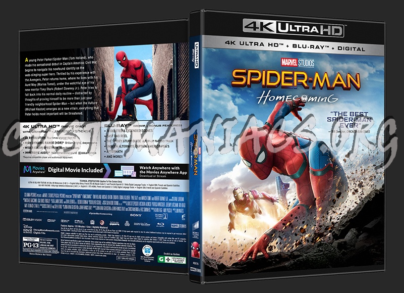 Spider-Man: Homecoming (2D/3D/4K) blu-ray cover