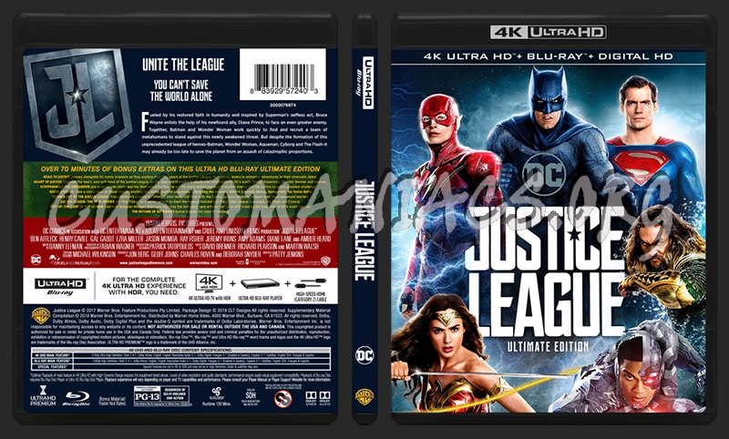 Justice League (2017) 4K blu-ray cover