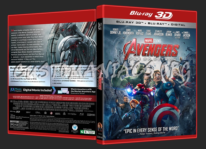 Avengers: Age of Ultron (2D/3D/4K) blu-ray cover