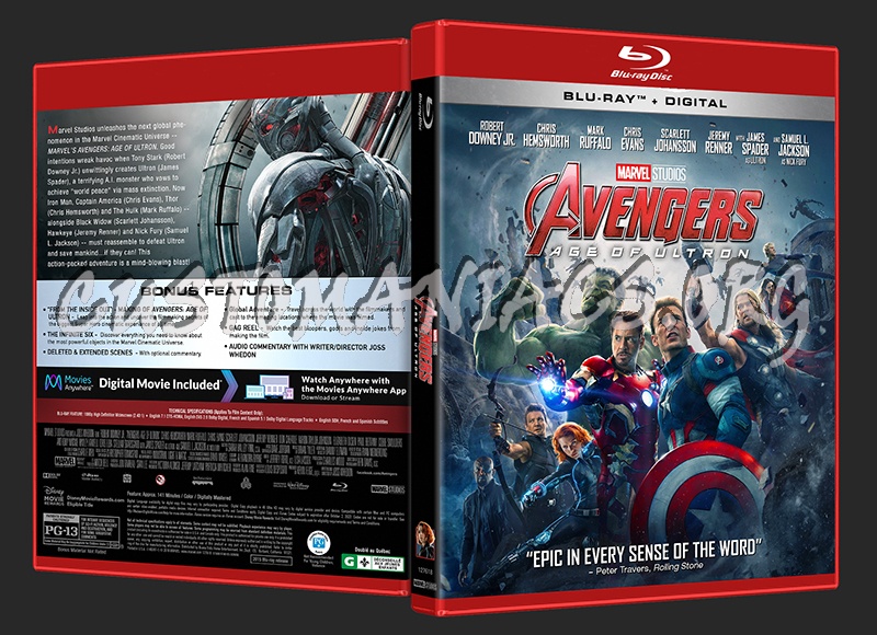 Avengers: Age of Ultron (2D/3D/4K) blu-ray cover