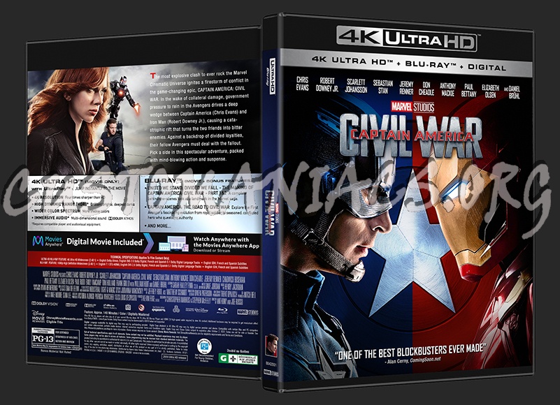 Captain America: Civil War (2D/3D/4K) blu-ray cover