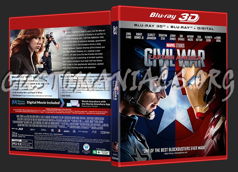 Captain America: Civil War (2D/3D/4K) blu-ray cover