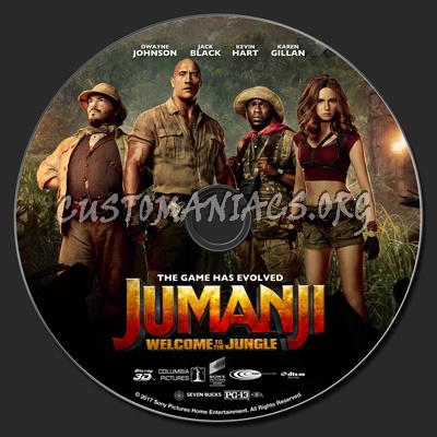 Jumanji: Welcome To The Jungle 2D & 3D blu-ray label