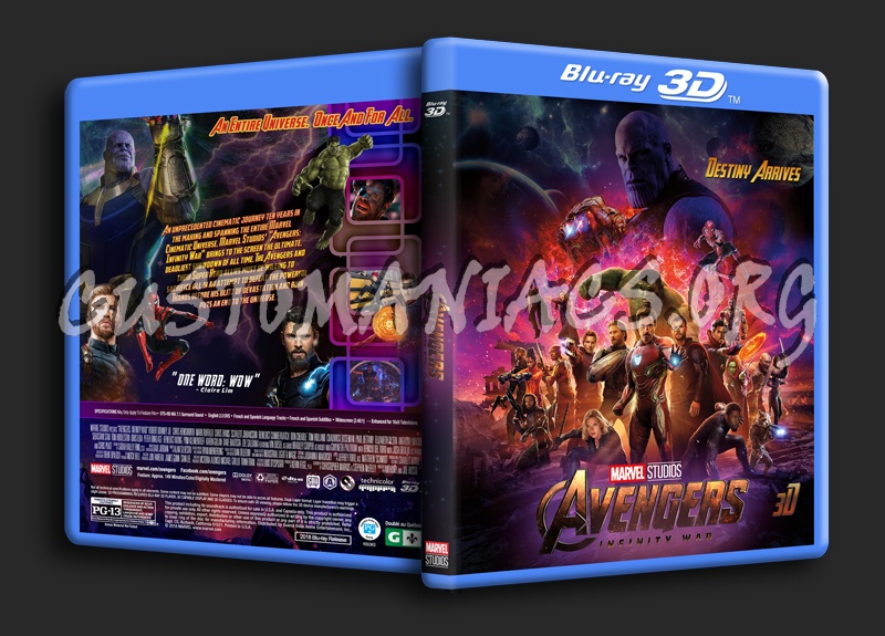 Avengers: Infinity War 3D dvd cover
