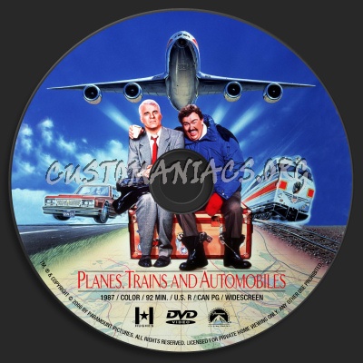Planes, Trains and Automobiles dvd label